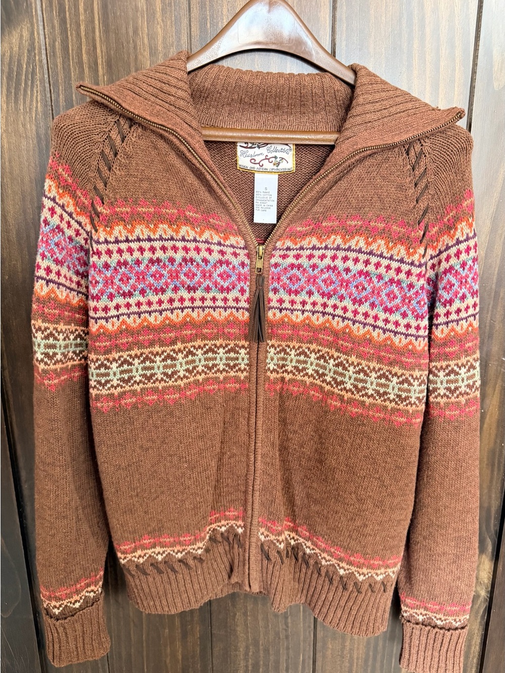 VTG 2001 Heirloom Collectibles Sweater Fair Isle Cardigan Full Zip Womens Small - Picture 3 of 8